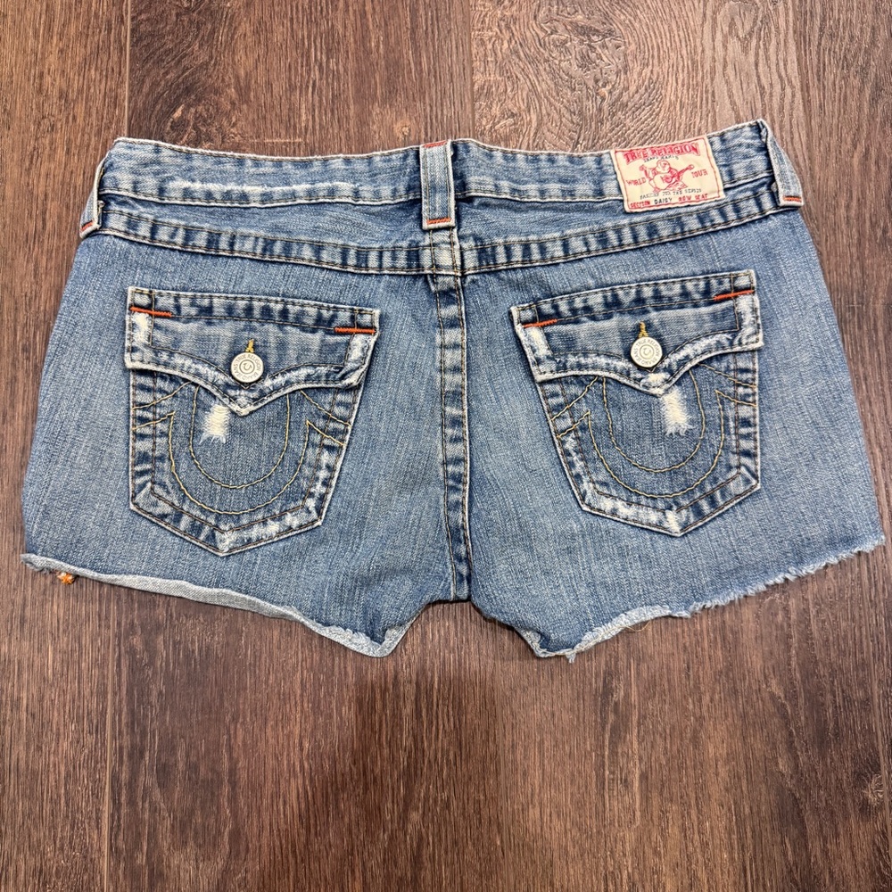 Vintage True Religion Daisy Light Wash Cutoff “Daisy Duke” Jean Shorts